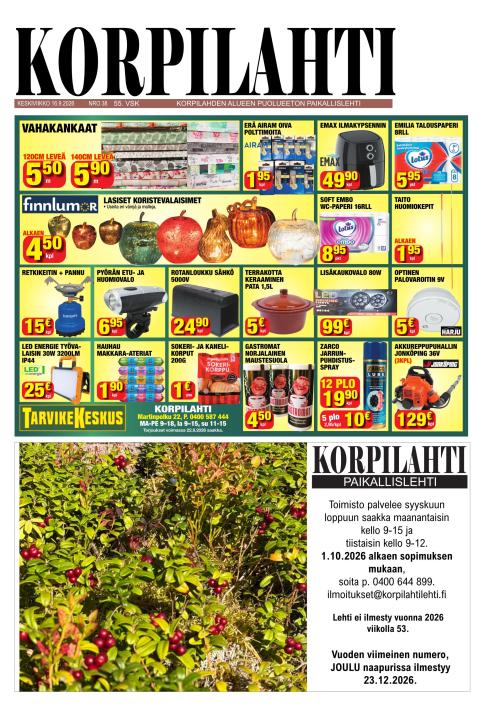 Korpilahti-lehti 16.9.2026