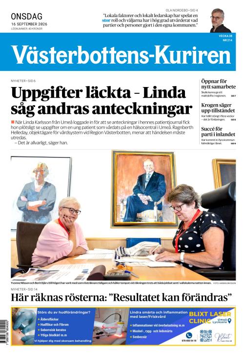 Västerbottens-Kuriren 16.9.2026