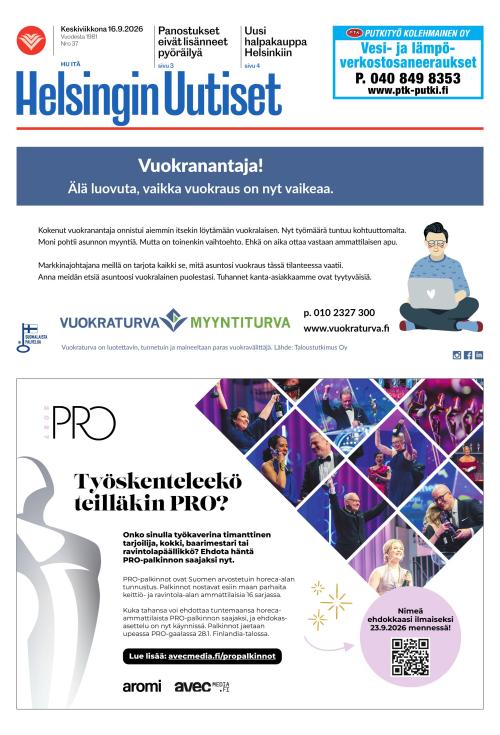 Helsingin Uutiset (Itä) 16.9.2026