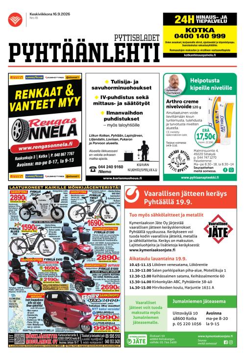 Pyhtäänlehti 16.9.2026