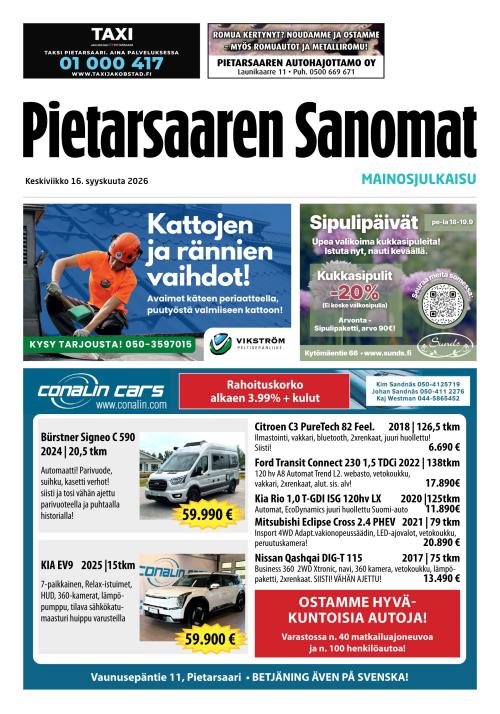 Pietarsaaren Sanomat (ceased) 16.9.2026