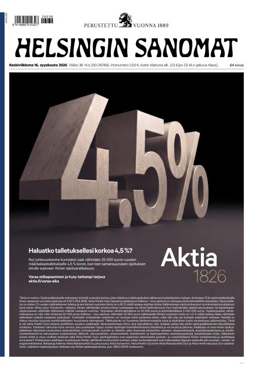Helsingin Sanomat 16.9.2026