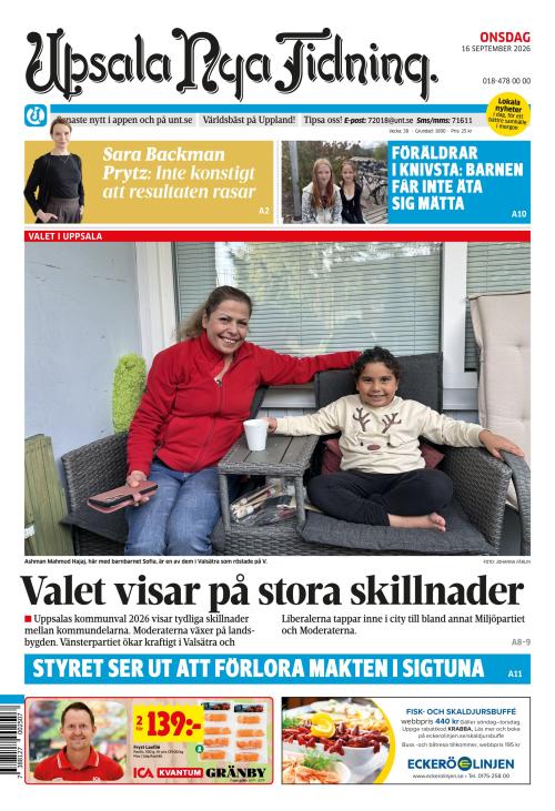 Upsala Nya Tidning 16.9.2026