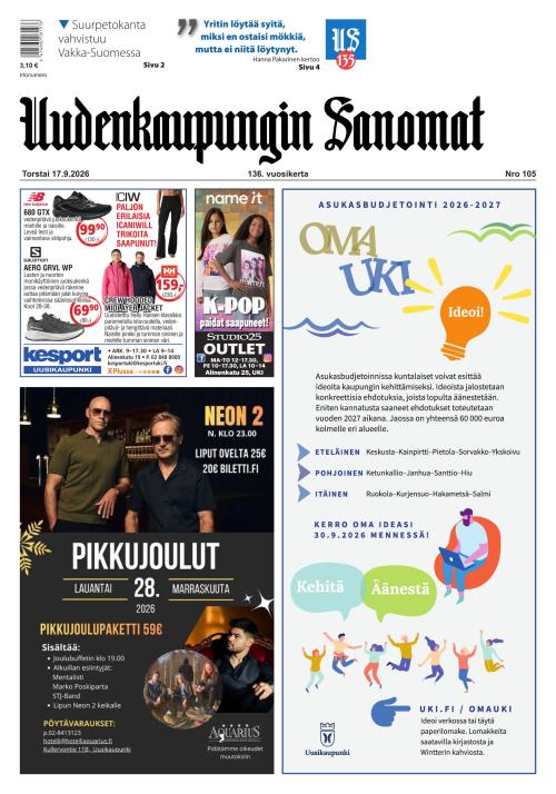 Uudenkaupungin Sanomat 17.9.2026