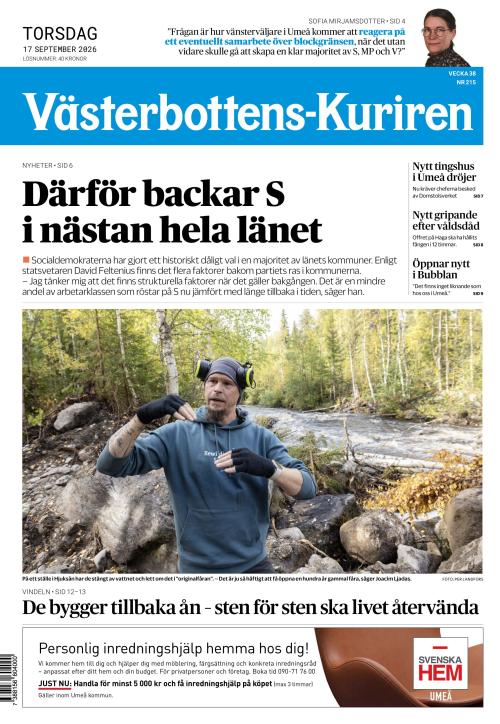 Västerbottens-Kuriren 17.9.2026
