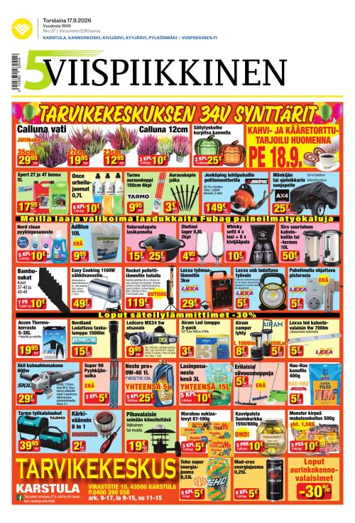 Viispiikkinen 17.9.2026