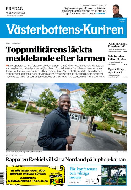 Västerbottens-Kuriren 18.9.2026
