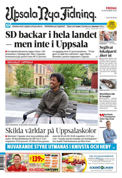 Upsala Nya Tidning 18.9.2026