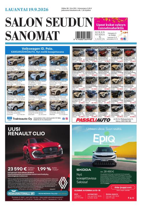 Salon Seudun Sanomat 19.9.2026