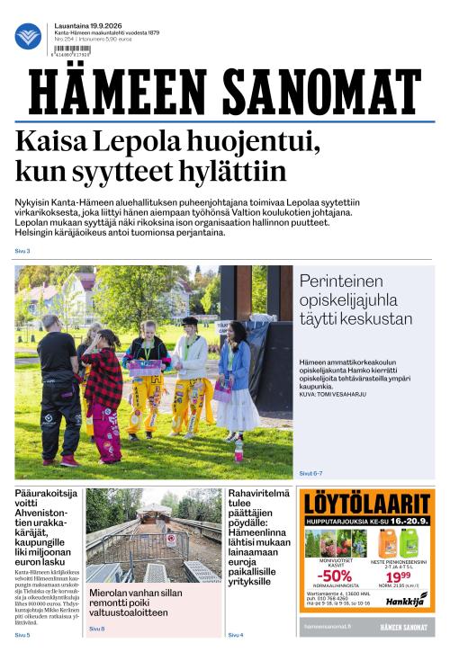 Hämeen Sanomat 19.9.2026