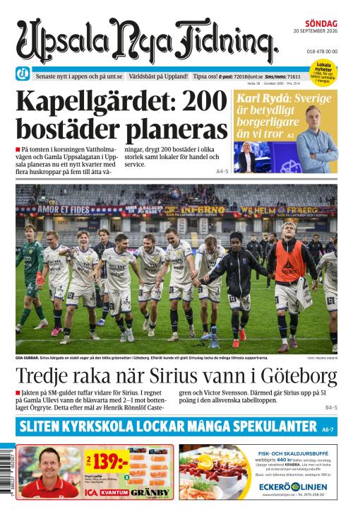 Upsala Nya Tidning 20.9.2026