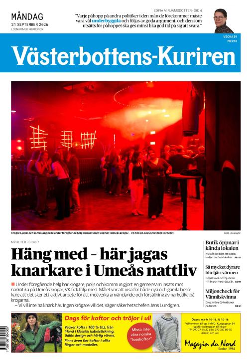Västerbottens-Kuriren 21.9.2026