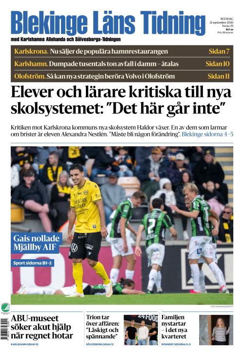 Blekinge Läns Tidning 21.9.2026