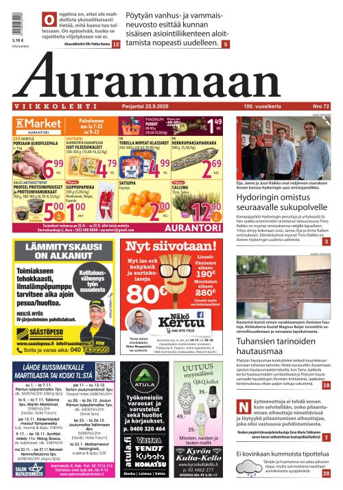 Auranmaan Viikkolehti 25.9.2026