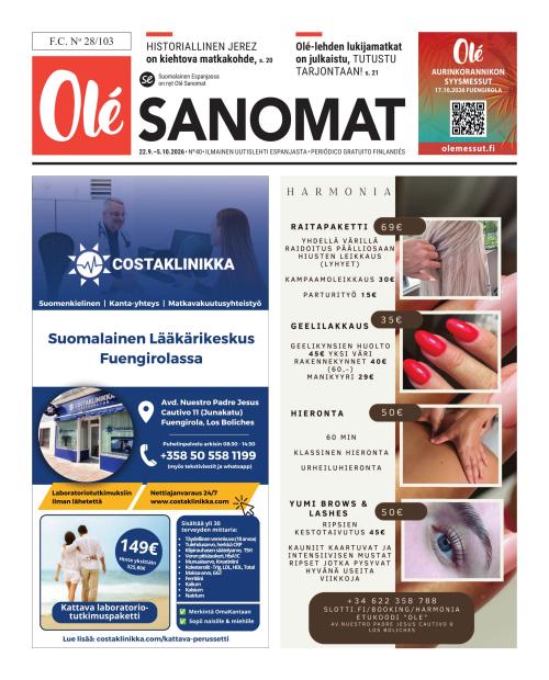 Olé Sanomat (Suomalainen Espanjassa-lehti) 40/2026