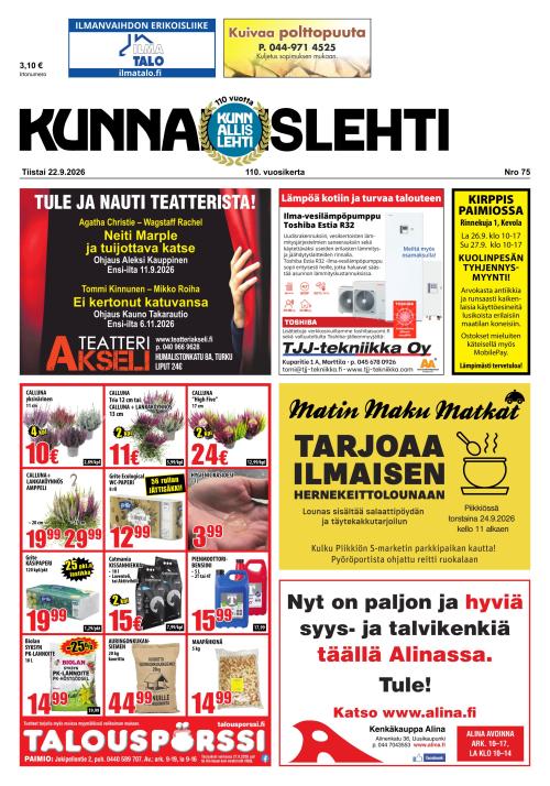 Kunnallislehti Paimio-Sauvo-Kaarina 22.9.2026