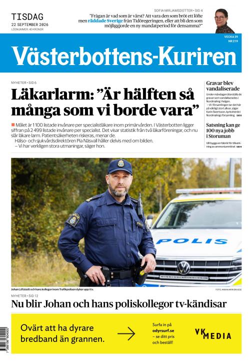 Västerbottens-Kuriren 22.9.2026