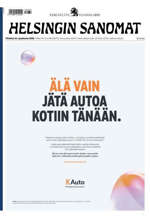 Helsingin Sanomat 22.9.2026