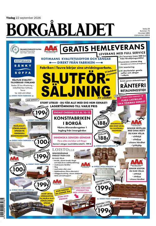 Borgåbladet 22.9.2026