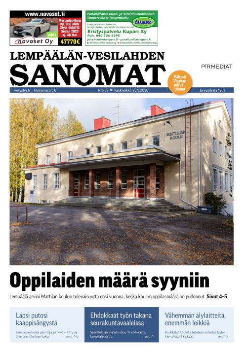 Lempäälän-Vesilahden Sanomat 23.9.2026