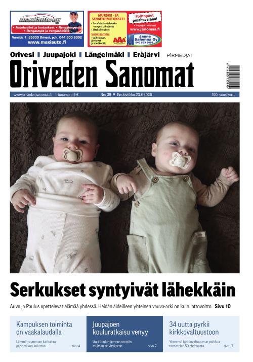 Oriveden Sanomat 23.9.2026