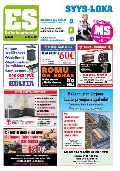 Mikkelin erikoissanomat 23.9.2026