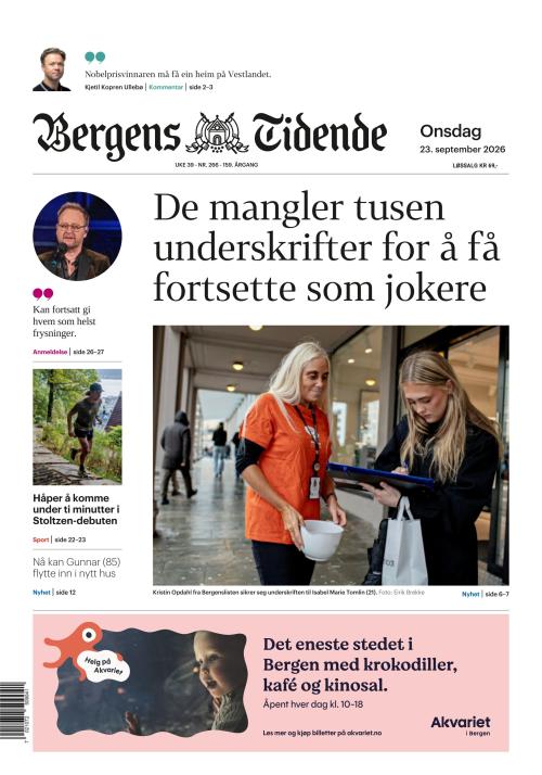 Bergens Tidende 23.9.2026