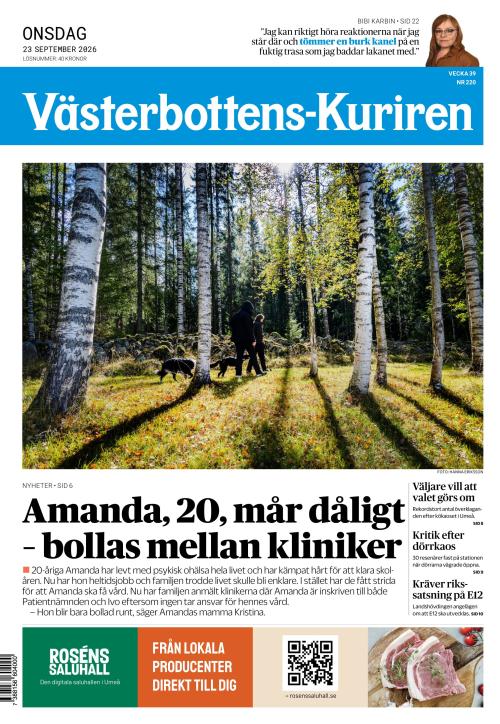Västerbottens-Kuriren 23.9.2026