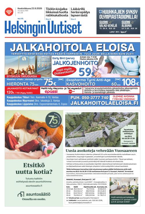Helsingin Uutiset (Itä) 23.9.2026