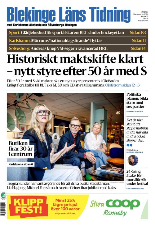 Blekinge Läns Tidning 23.9.2026