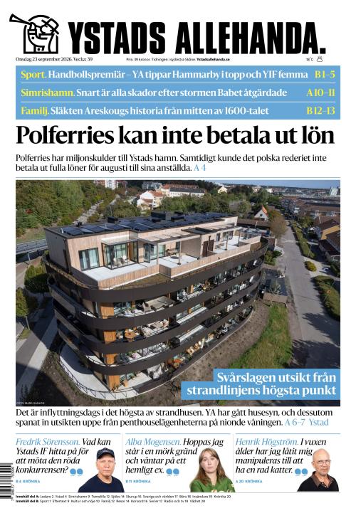 Ystads Allehanda 23.9.2026