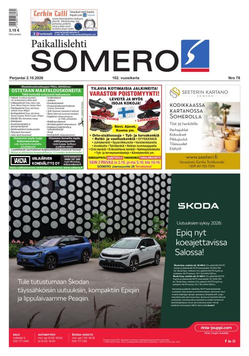 Paikallislehti Somero 2.10.2026