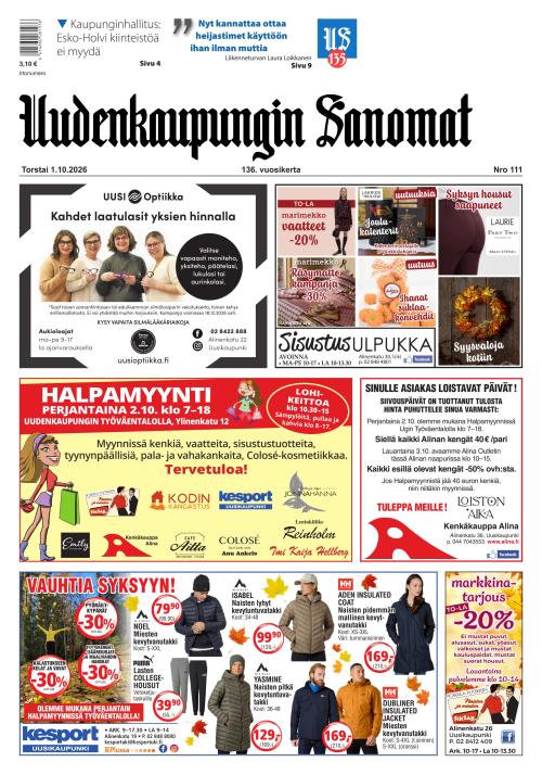 Uudenkaupungin Sanomat 1.10.2026