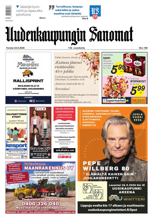 Uudenkaupungin Sanomat 24.9.2026