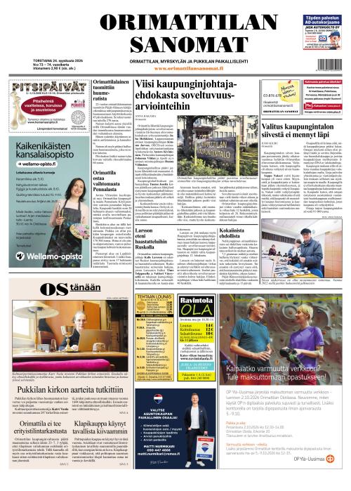 Orimattilan Sanomat 24.9.2026