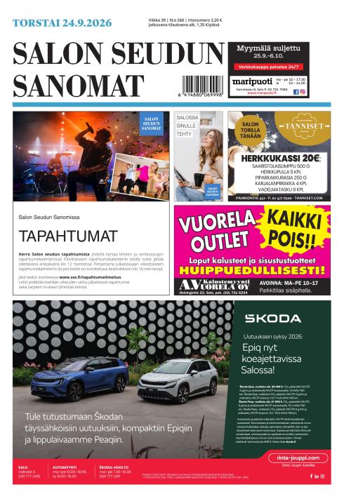 Salon Seudun Sanomat 24.9.2026