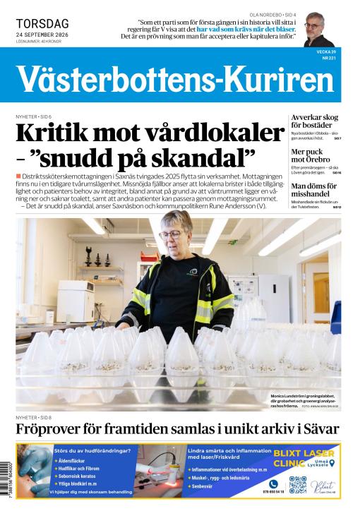 Västerbottens-Kuriren 24.9.2026