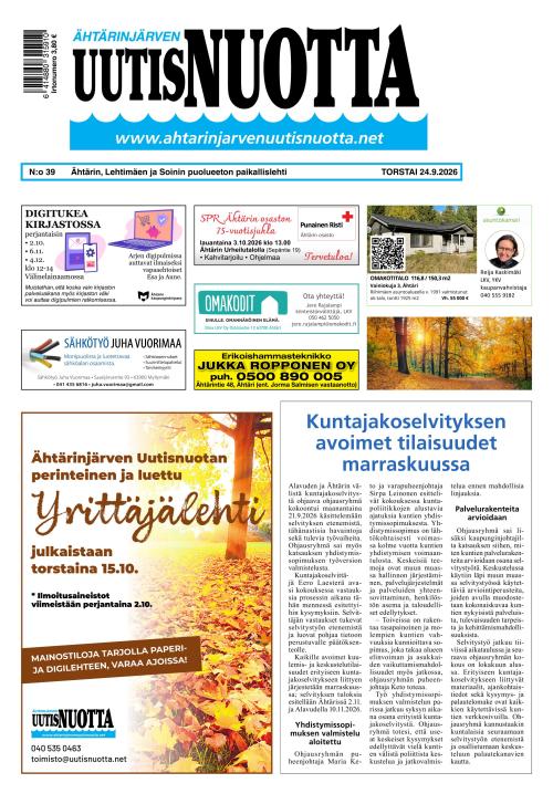 Ähtärinjärven Uutisnuotta 24.9.2026