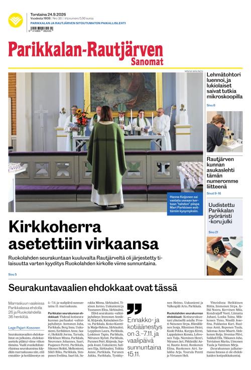 Parikkalan-Rautjärven Sanomat 24.9.2026