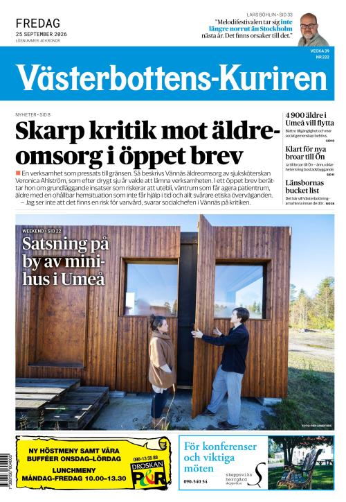 Västerbottens-Kuriren 25.9.2026