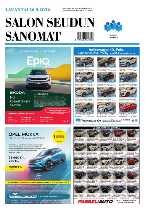 Salon Seudun Sanomat 26.9.2026