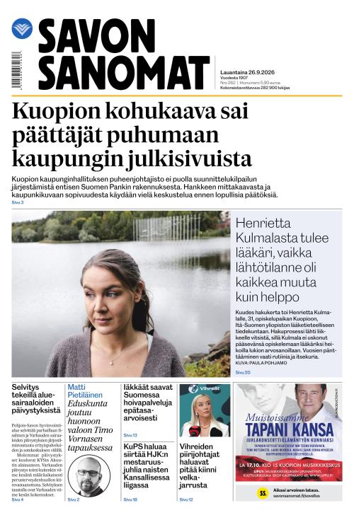 Savon Sanomat 26.9.2026