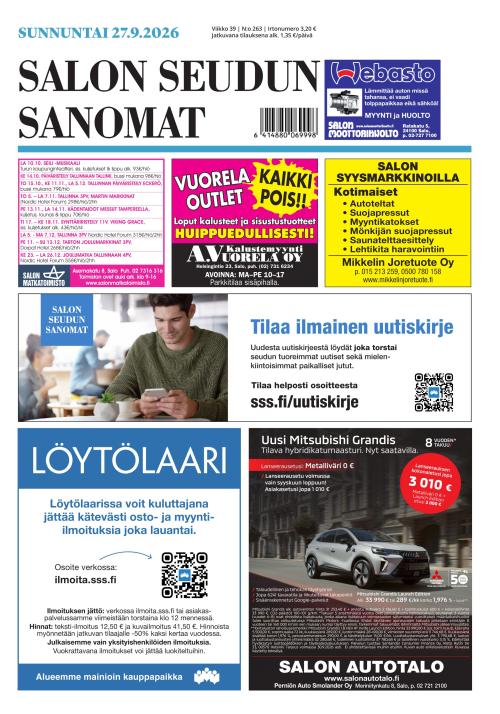 Salon Seudun Sanomat 27.9.2026