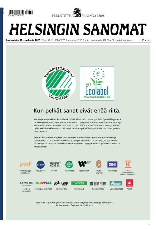 Helsingin Sanomat 27.9.2026