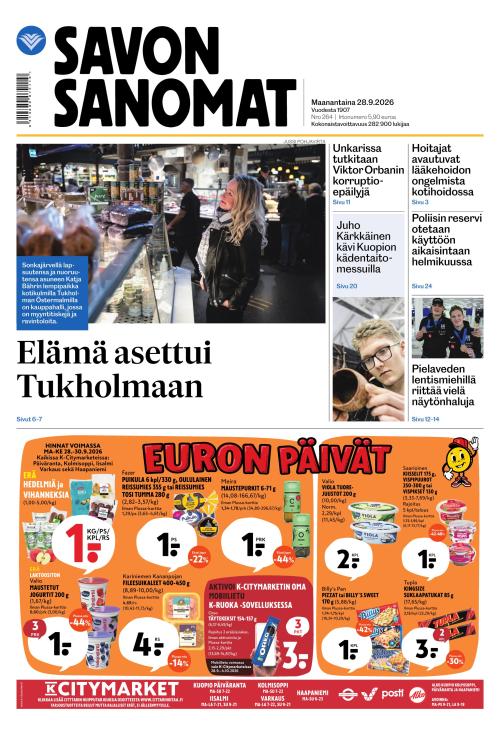 Savon Sanomat 28.9.2026