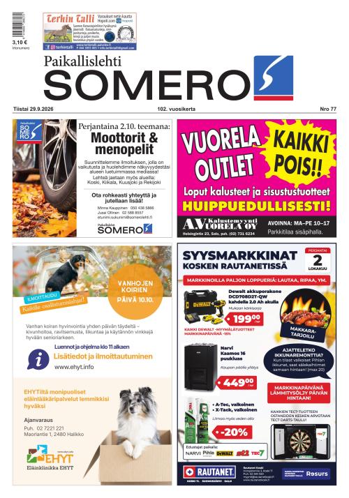 Paikallislehti Somero 29.9.2026