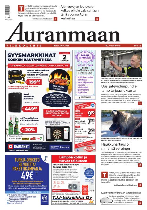 Auranmaan Viikkolehti 29.9.2026