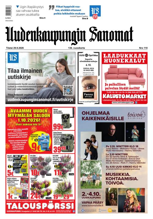 Uudenkaupungin Sanomat 29.9.2026
