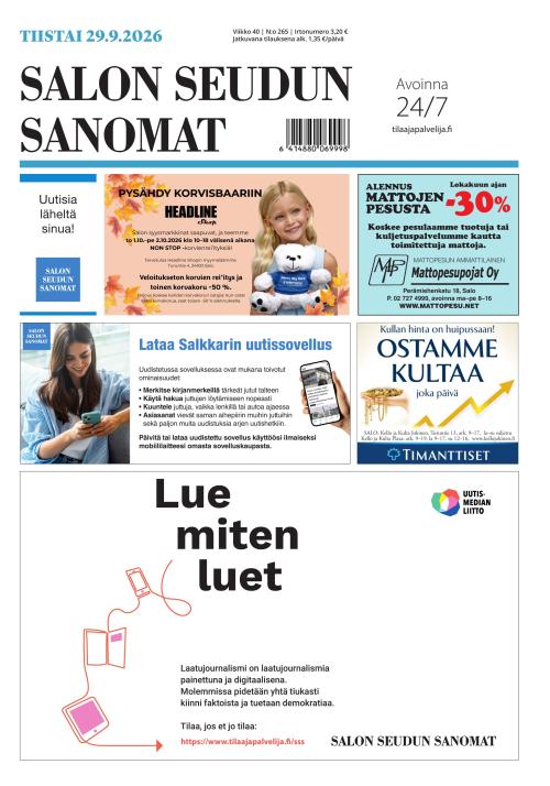 Salon Seudun Sanomat 29.9.2026