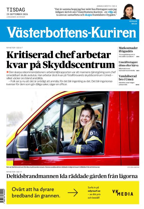 Västerbottens-Kuriren 29.9.2026